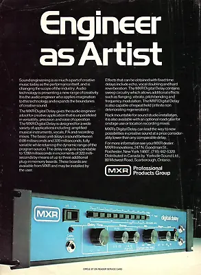 Vtg 1970s MXR BLUE FACE DIGITAL DELAY MAGAZINE PRINT AD Rack Unit Pinup Page • $7.99