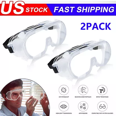 2pcs Safety Goggles Glasses Anti Fog Anti Dust Lens Work Lab Protective Chemical • $7.29