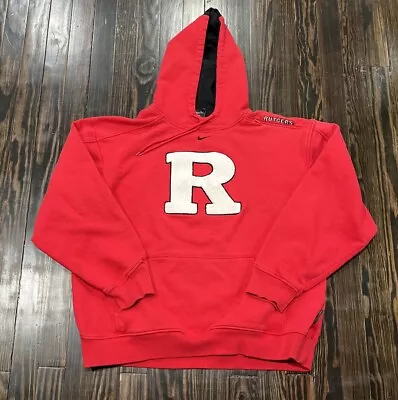 Nike Team Vintage Rutgers University Pulliver Hoodie Men’s Large Red Cotton • $24.99