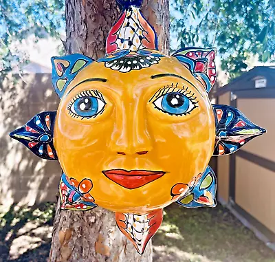 Talavera Sun Globe Mexican Folk Art Pottery Large 17  Hanging 3D 2 Face • $129