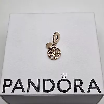 Genuine Pandora Rose Gold Sparkling Family Tree Dangle Charm ALE R #781728CZ • £35