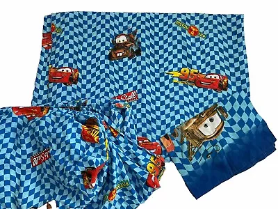 Disney Cars Piston Cup Twin 3pc Sheet Set Lightning McQueen Blue • $21.99