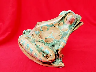 DAVID SHARP Rye Pottery Ceramic FROG Money Box With Stopper Mottled Green • £10.99