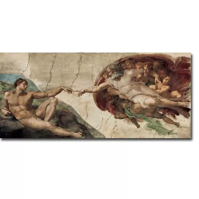 Creation Of Adam By Michelangelo Gallery-Wrap Canvas Giclee Art (18 In X 36 In) • $149.99