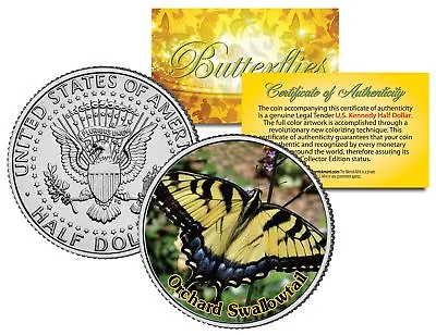 $8.95 • Buy ORCHARD SWALLOWTAIL BUTTERFLY JFK Kennedy Half Dollar US Colorized Coin