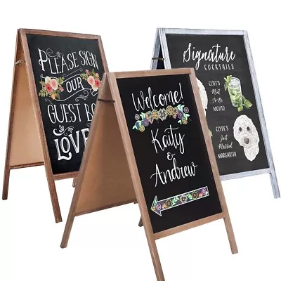 Double Sided Wood A-Frame Blackboard Heavy Duty Sidewalk Chalkboard Easel Signs • $36.99