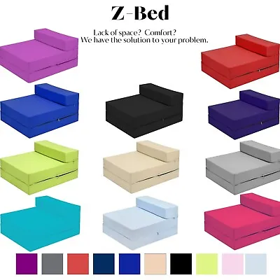 Z Bed Single Futon Folding Chair Bed Mattress Water Resistant Comfy Guest Sofa • £44.90