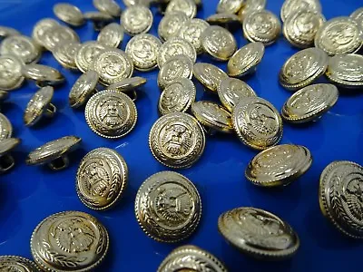 $4.99 • Buy Vtg Gold Eagle With Crown Emblem Round Blazer Shank Buttons 15mm Lot Of 4 A68-1
