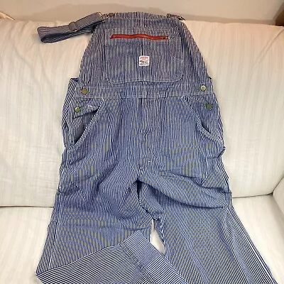 VTG Pointer Brand Hickory Striped Denim Low Back Overall Bibs 38 X32 GOOD USA D3 • $139.99