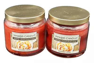 Yankee Candle Home Inspiration Caramel Swirl Small Candles Lot Of 2 New • £16.21