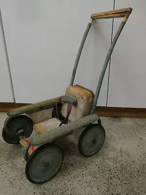 Vintage Mobo Magic Tin Toy Pressed Metal Pusher -pedal Car Trike Doll Pram Style • $225