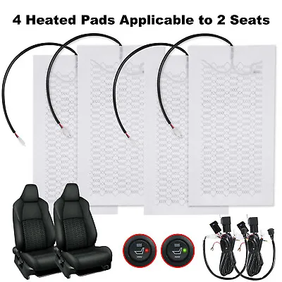 4Pads Carbon Fiber Car Heated Seat Heater Kit With Round Switch Universal K8Q3 • $44.99