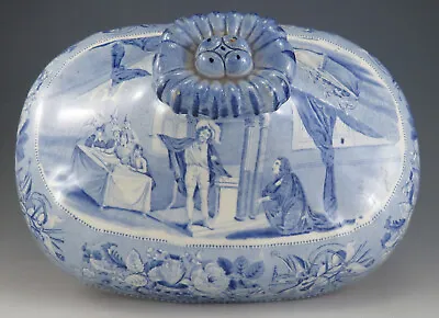 £63 • Buy Antique Pottery Pearlware Blue Transfer Jones British History Lid 1826 Charles I