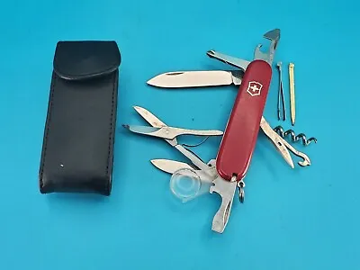 Victorinox Explorer Red Swiss Army Knife W/ Magnifying Glass! WITH SHEATH! • $42.49
