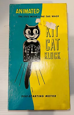 Vintage Original Kit Cat Klock Jeweled Orange Box Only. Those Eyes! • $162.75