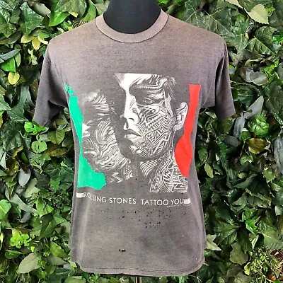 80s Rolling Stones Band Tee Large Single Stitch Shirt Tattoo You 1989 Tour • $89