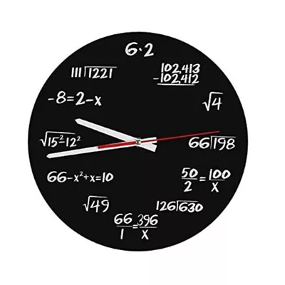 Math Wall Clock  Math Formulas Clock Quiz Clock In Black And White Unique9399 • $14.99