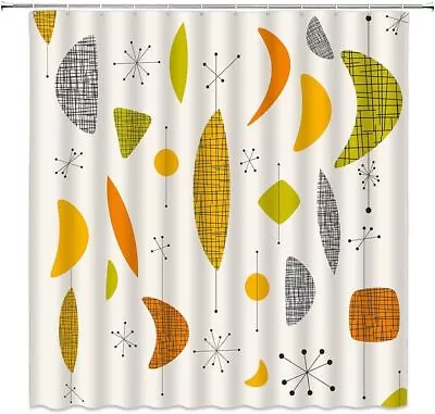 Mid Century Modern Shower Curtains Retro Atomic Starbursts • $16.99