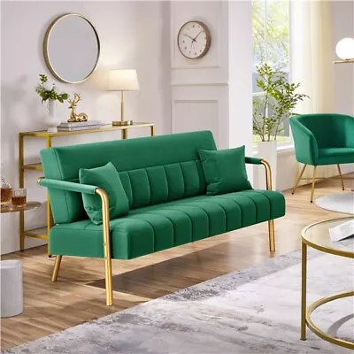 Velvet Fabric Loveseat Stylish Sofa Futon Luxury Couch Settee With Deep Cushion • £115.99