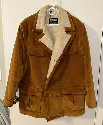 Vintage Sears Oakbrook Sportswear Sherpa Lined Jacket Coat XL Western Corduroy • $39.97