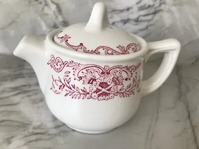 Walker China Restaurant Ware Individual Tea Pot Maroon Flowers RARE Circa 1950s￼ • £23.12