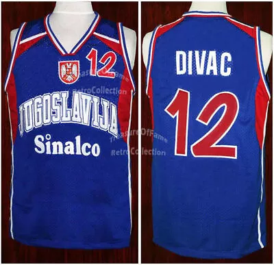 Throwback Vlade Divac #12 Team Jugoslavija Serbia Basketball Jersey Sewn Custom • $29.90