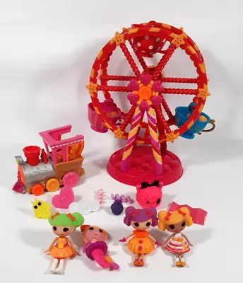 Lalaloopsy Mini Spinning Ferris Wheel + Train + 4 Dolls MGA Toy • $29.99