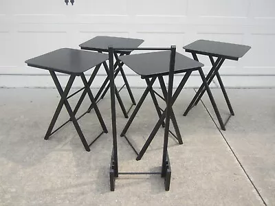 MCM Set 4 Vintage ARTEX Folding TV Tray Snack Serving Tables W/ Stand • $79.99