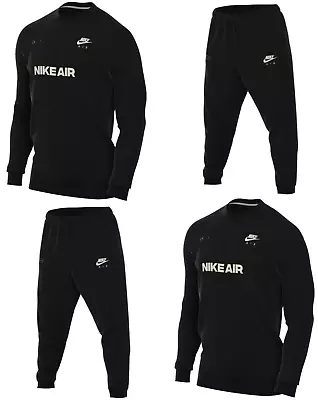 Nike Air Mens Crew Neck Tracksuit Full Tracksuit Set Sweatshirt Joggers Black • $154.85