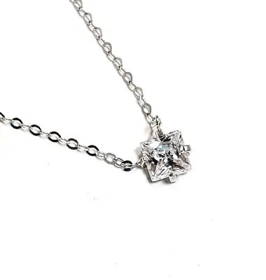 Diamonique CZ Choice Of Cut Solitaire Sterling Silver Necklace • $20.42