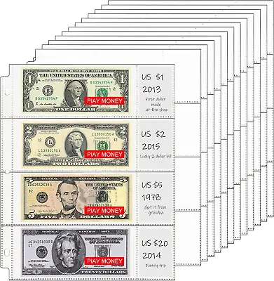 4 Pocket Pages Clear Sleeves Dollar Bill Holder With 3 Holes Collecting Sleeves  • $25.28