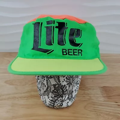 Miller Lite Beer Neon Adjustable 90s Painters Cycling Hat Cap • $22.45