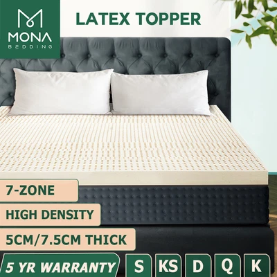 Mona Bedding Latex Mattress Topper 7 Zone Underlay Bed Protector Pad Cover Mat • $179.97