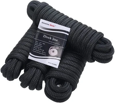 $32.99 • Buy Double Braid Nylon Dock Line Mooring Rope Boat Dock Line-1/2/4 Pack