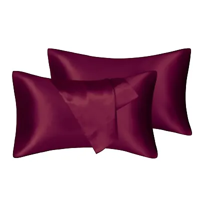 2 Pack Pillowcase Silk Satin Soft Soothes And Protects Skin Silky Pillow Case • $9.77