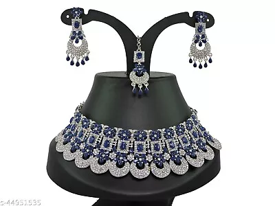 Bollywood Indian Silver FN Kundan Pearl Bridal Necklace Wedding Jewelry Set A6 • $27.56