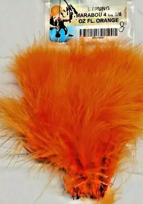 Lot Of 1/8oz   MARABOU    4 Long  Color: FL. ORANGE   WOOLY BUGGER Feathers  • $2.91