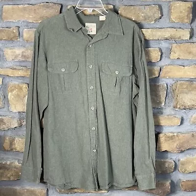 Red Head Men's Shirt Size Large Green Flannel Button Down Solid Work Farm Barn • $13.89