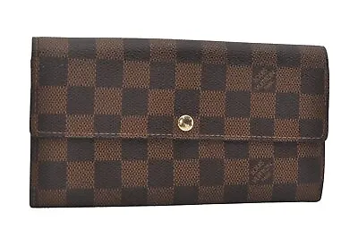 Authentic Louis Vuitton Damier Portefeuille Sarah Long Wallet N61734 LV 2769I • $162