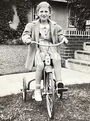 V8 Photograph Portrait 1940 Girl Tricycle • $14.96