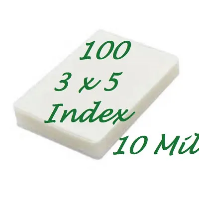 3 X 5 100 10 Mil Laminating Pouches Sheets 3-1/2 X 5-1/2 File Index X-CLEAR • $19.99