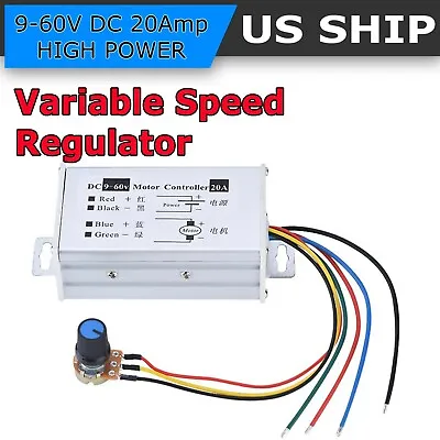 12V 24V Max 20A PWM DC Motor Stepless Variable Speed Control Controller Switch  • $8.99