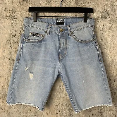 Versace Jeans Couture Jean Shorts Jeans Size 30 Blue Designer Light Gold Men’s • $39.49