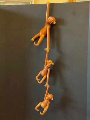 1950's Vintage Set Of 3 Teak Monkeys Japan • $120