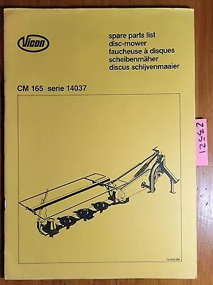 $20 • Buy Vicon CM165 Series 14037 Disc Mower Parts Manual 70.003.559