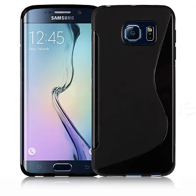 Premium Black Silicone Gel S-Line Wave Design Case Cover For Samsung S6 Edge • £1.99