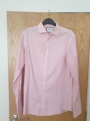 £14.99 • Buy Used Mens Charles Tyrwhitt Pink Shirt Extra Slim Fit Double Cuff  16.5/35