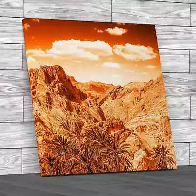 Mountain Oasis Chebika Tunisia Square Orange Canvas Print Large Picture Wall Art • £14.95