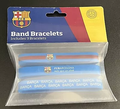 NEW FCB Barcelona Soccer Team Band Bracelets Blue Set Of 3 • $17.95