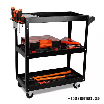 Black 3-Tier Tool Cart Trolley Toolbox Workshop Garage Storage 150KG Organizer • $53.99